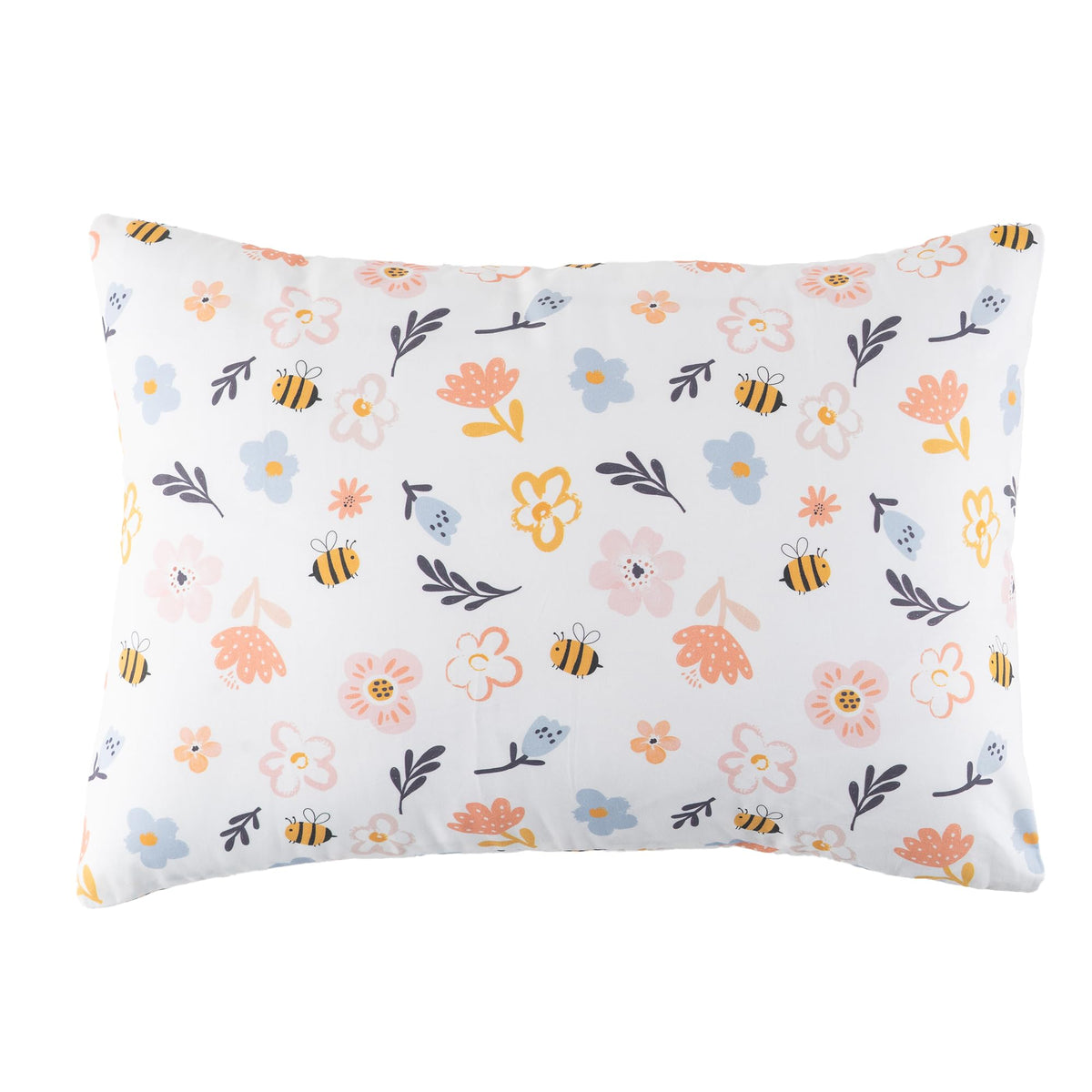 Bunnikins & Clover toddler pillow front view; cozy 13x18 size for naps.