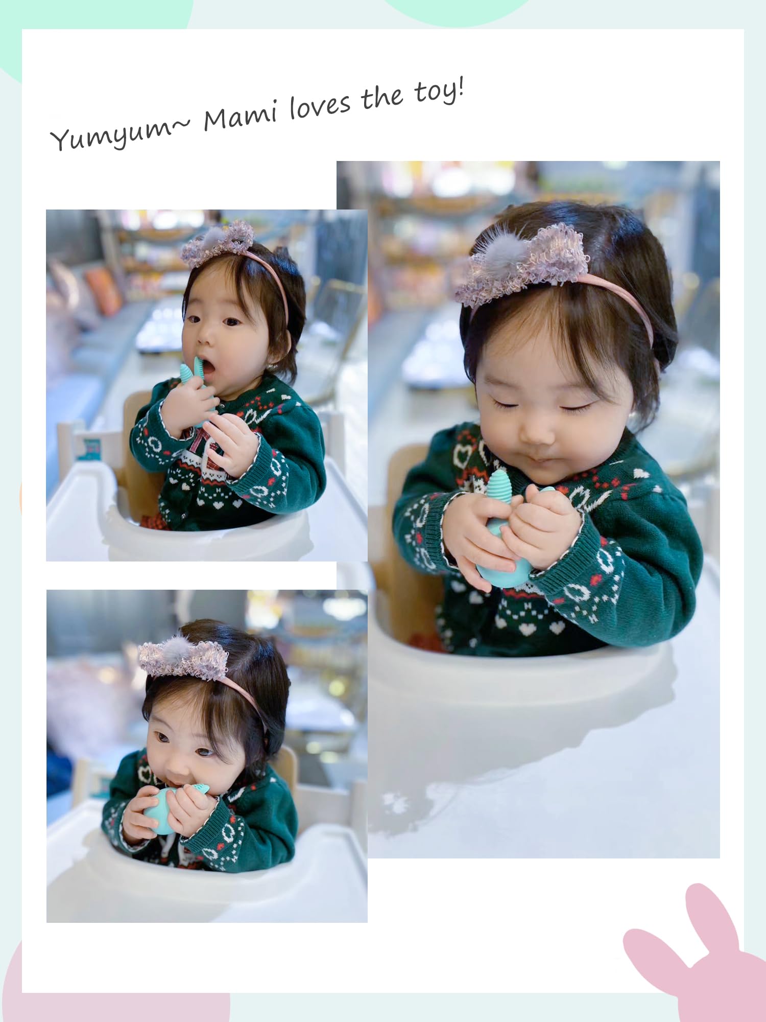 Bunny Eggy teether steam and dishwasher safe for easy cleaning