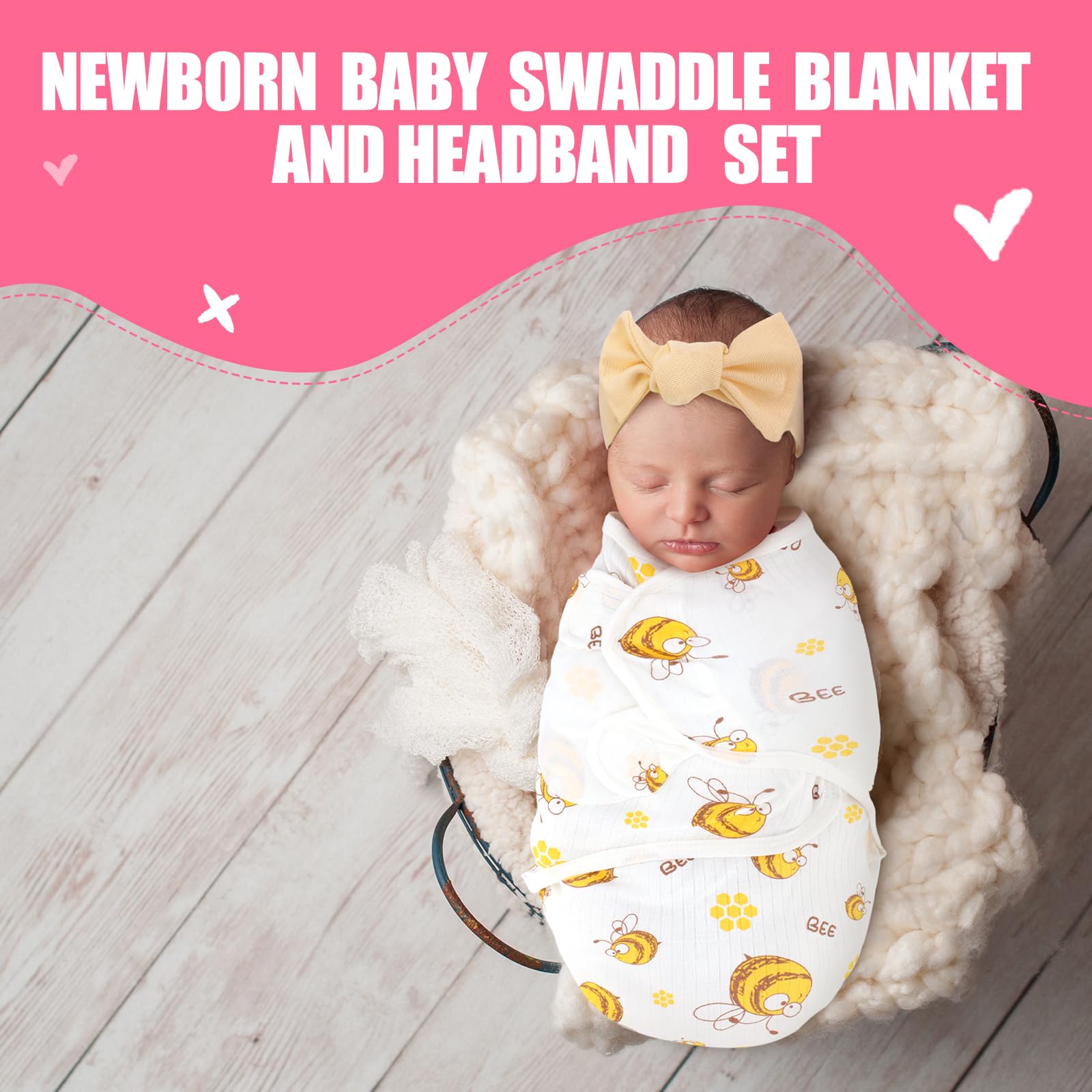 Bunnycool preemie headbands light yellow match with the swaddle for a bright look