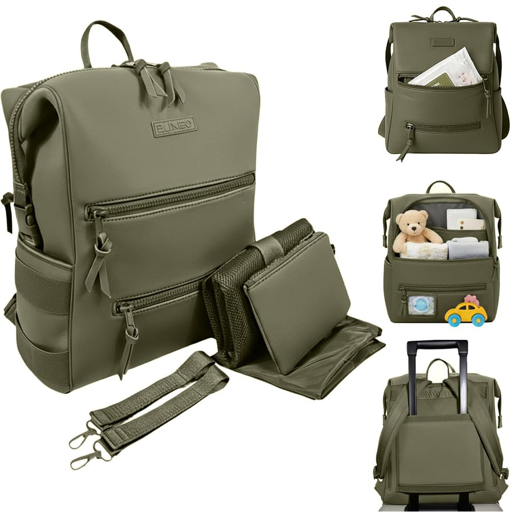 BUNSO Baby olive travel-ready layout with luggage pass-through for trips