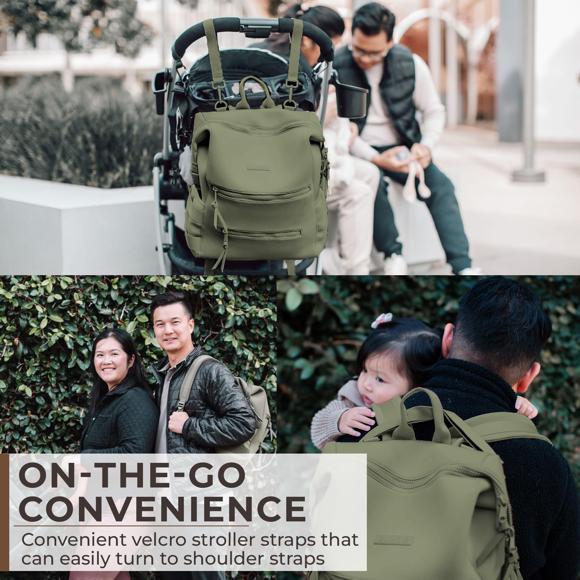 BUNSO Baby olive water resistant material close up for spill protection