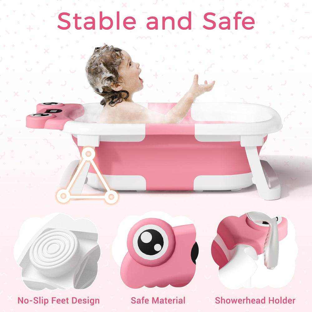 Bunwag Baby Bathtub adjustable shoulder straps keep baby secure.