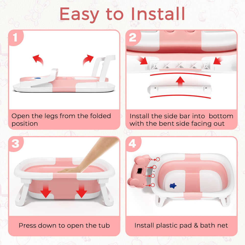 Bunwag baby bathtub with no-slip feet for stable bath time