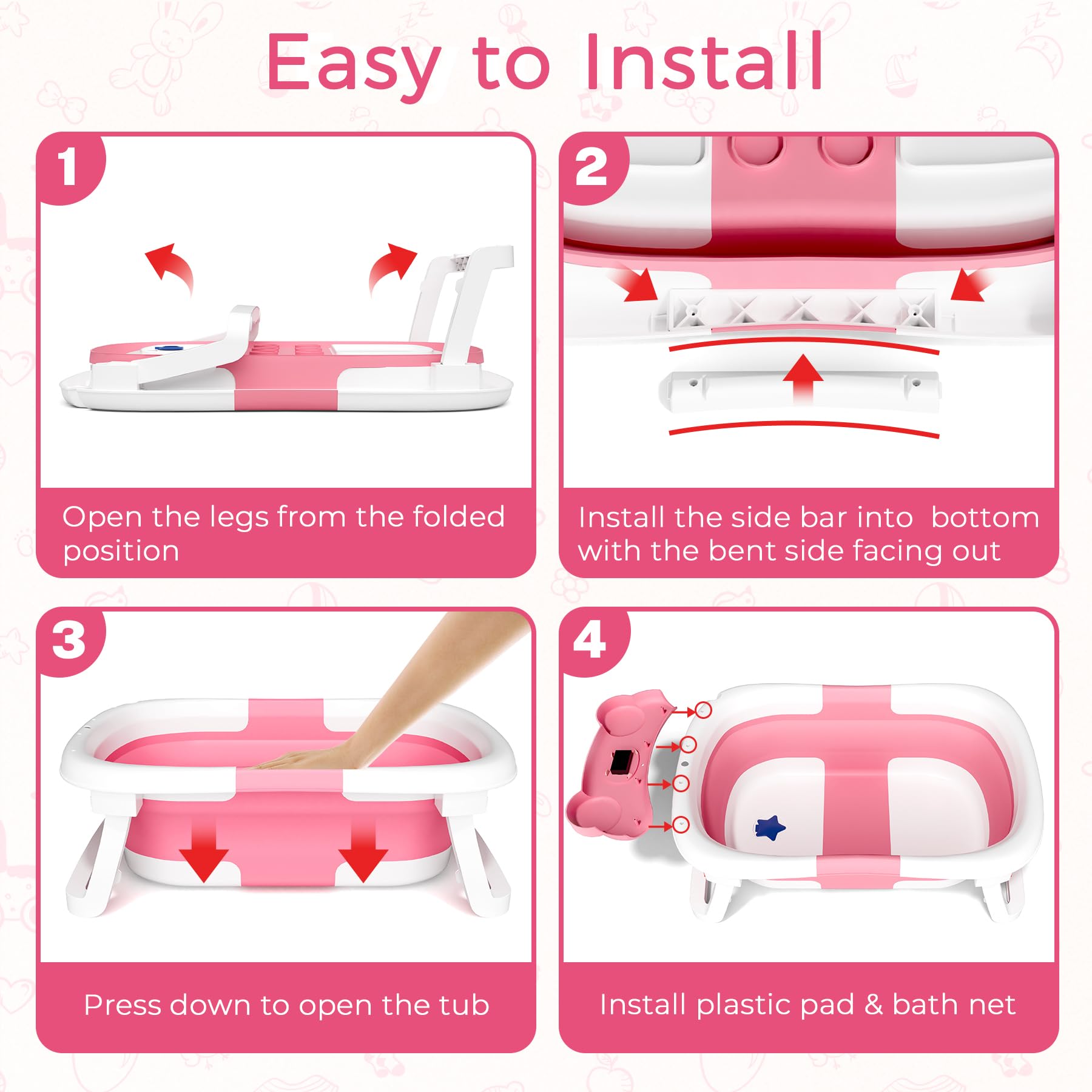 Bunwag Baby Bathtub with no-slip feet for stable bath time.