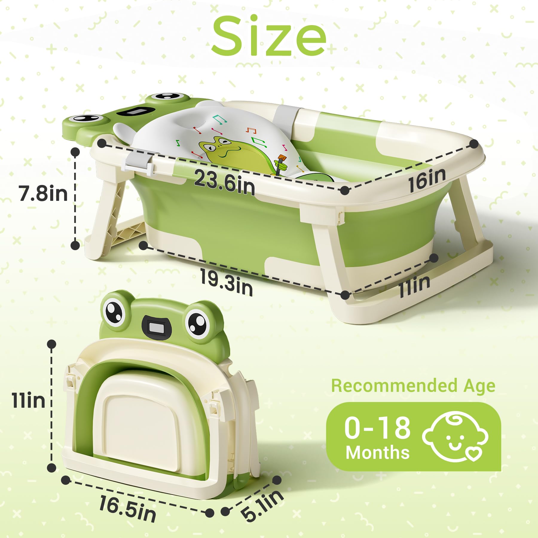 Bunwag Baby Bathtub temperature sensor shows safe bathwater temperature