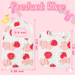 BUoonyer bibs strawberry pattern keeps outfits dry during meals.