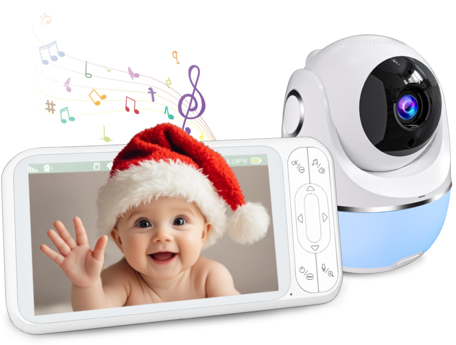 Buradin 1080P 5-inch display for clear day and night baby viewing