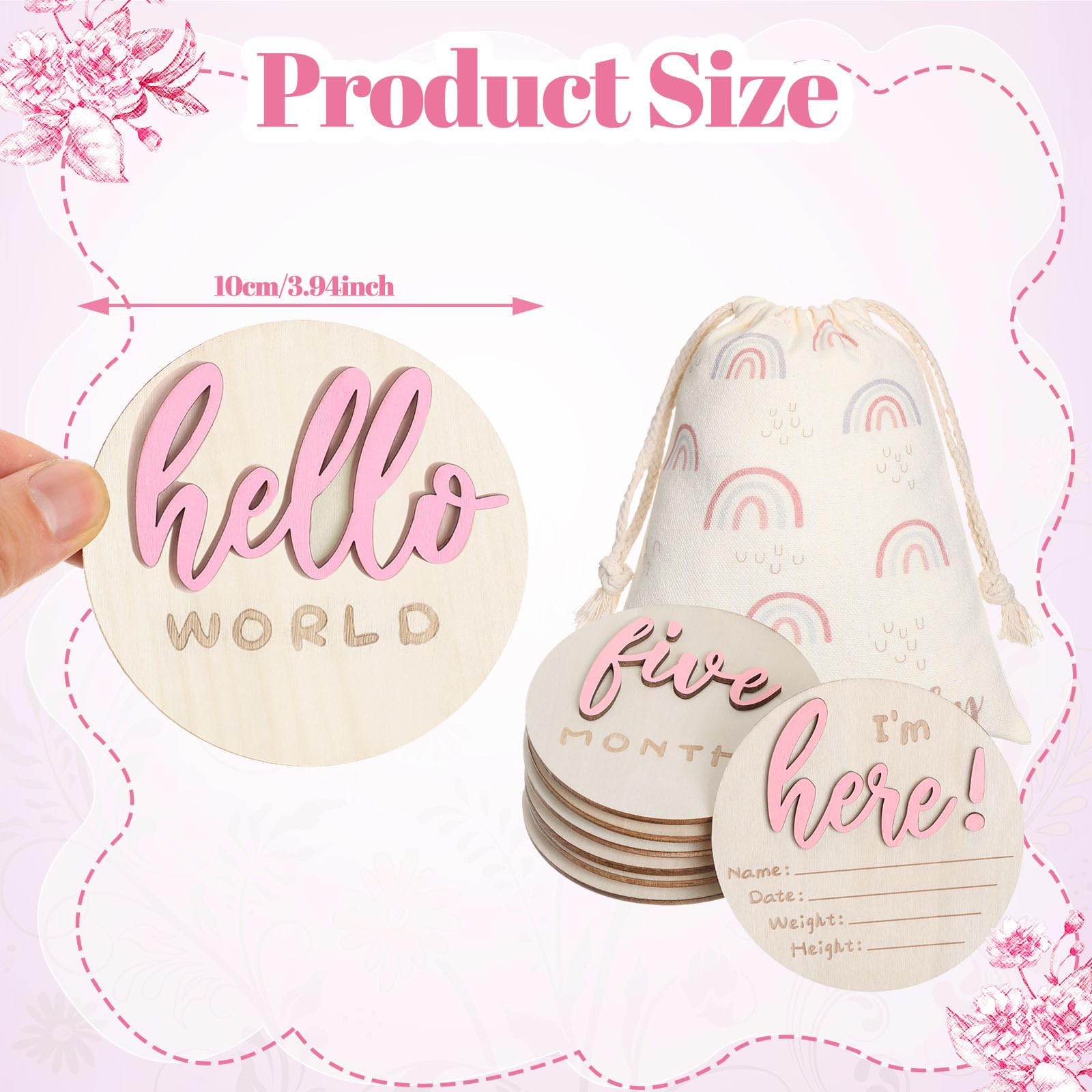 Burbell 3D carved design milestone disc adds depth to baby photos.