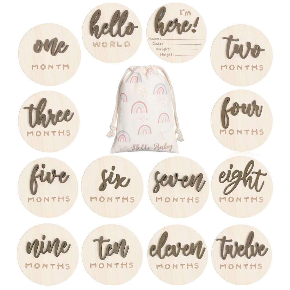 Burbell 7-pack 3D baby milestone cards for stylish growth documentation.