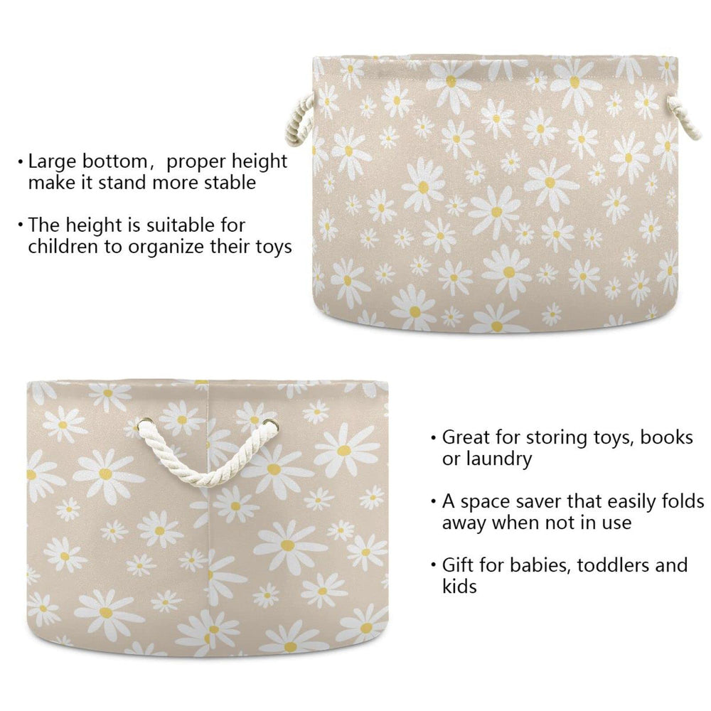 Burbuja round canvas storage basket highlighting durability and spacious interior.