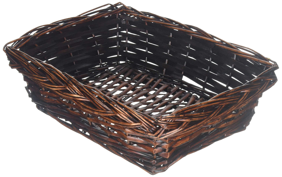 Burton+BURTON 13-1-4in dark-stain rectangle basket for organized storage.