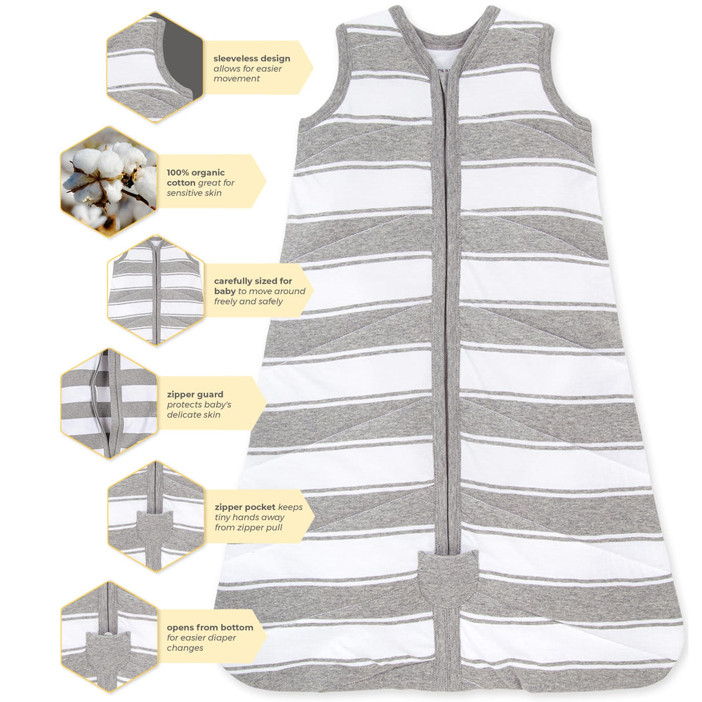 Beekeeper blanket features bottom zipper for quick nighttime diaper changes.