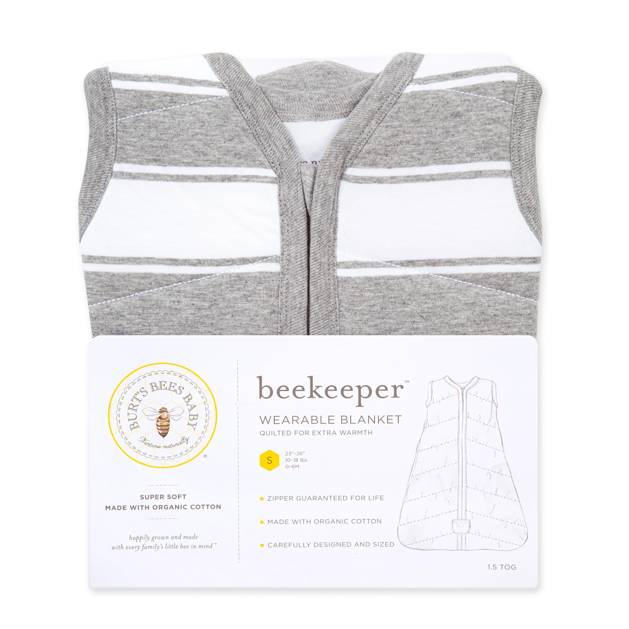 Burt's Bees Baby Beekeeper wearable blanket machine washable for easy care