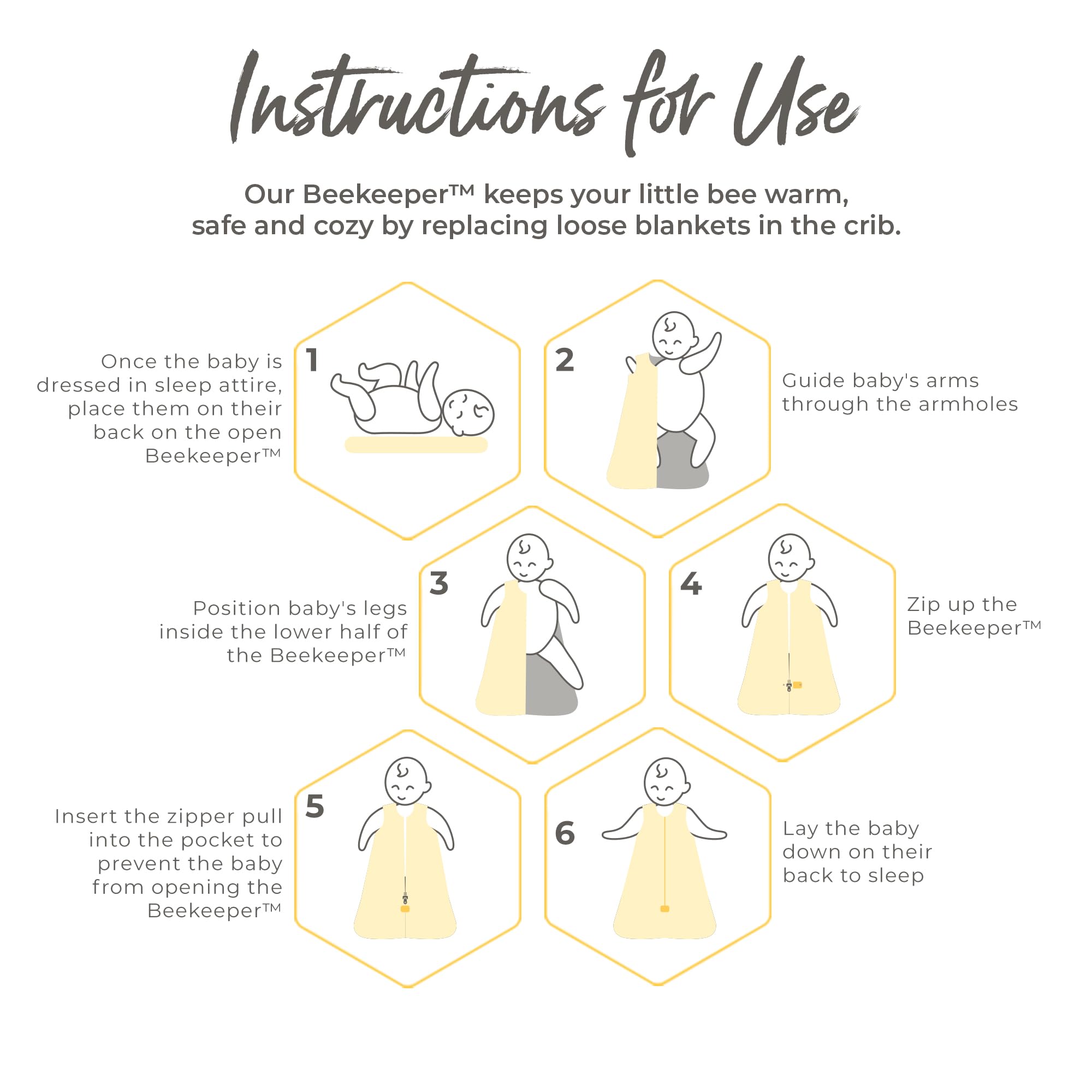 Beekeeper blanket available in sizes from small to XL for growing infants.