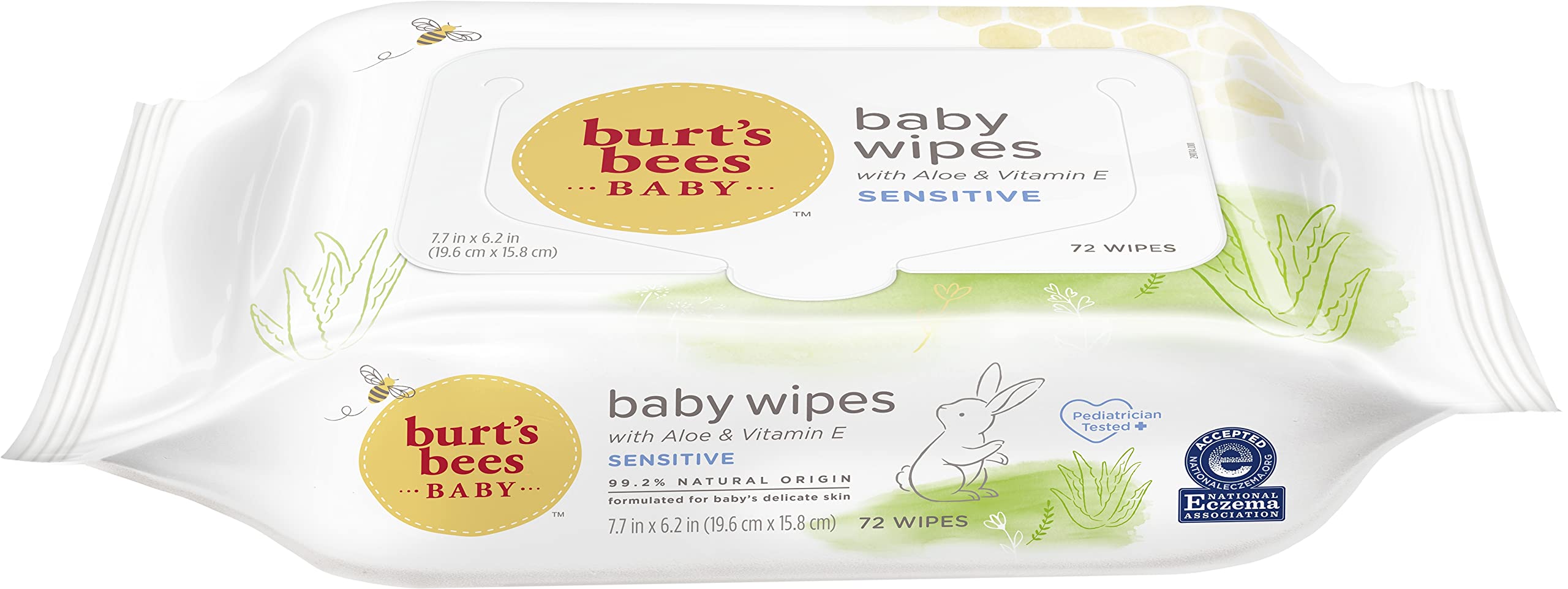 Close-up texture of Burt's Bees Baby wipes with a soft cloth for gentle cleansing.