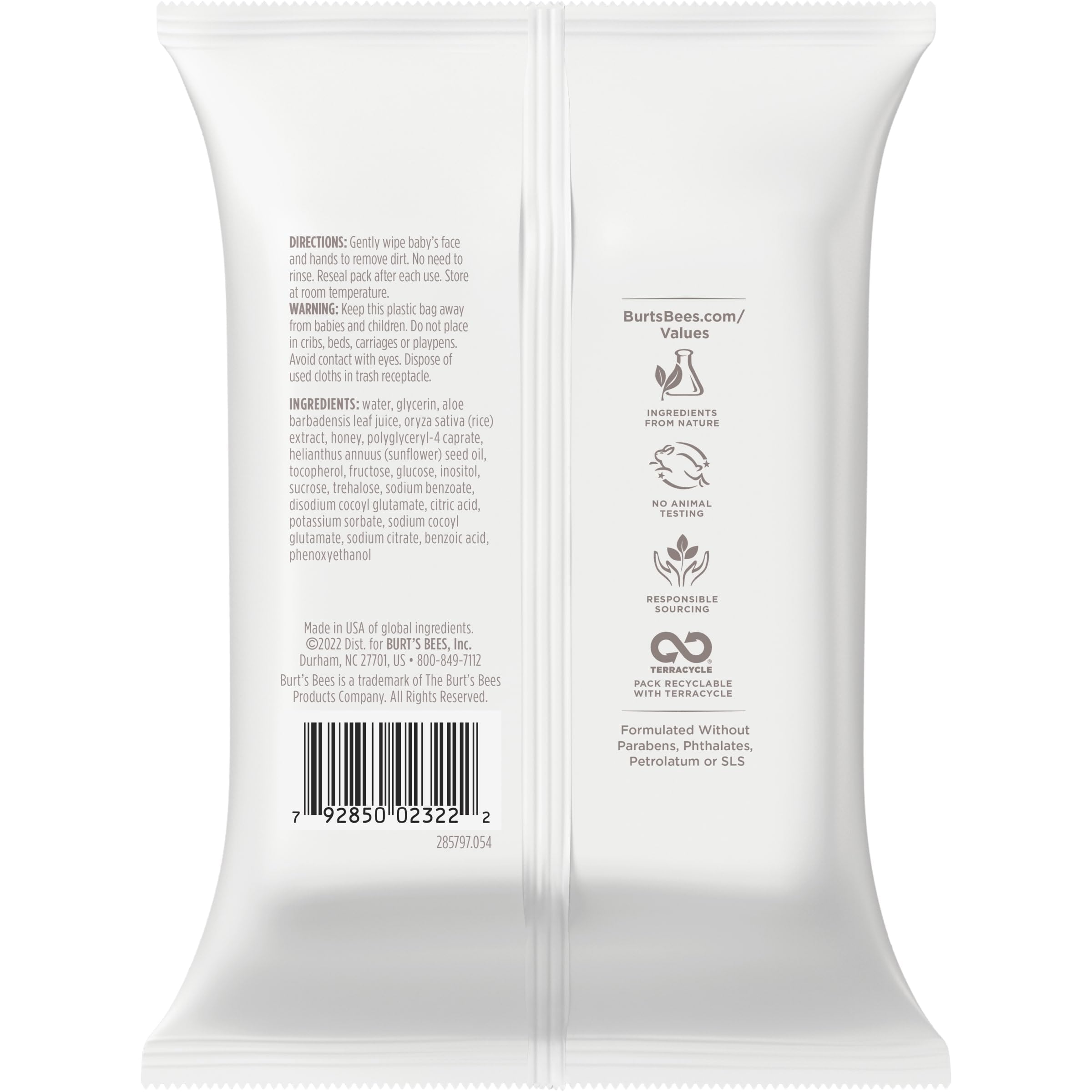 Burt's Bees Baby on the go cleansing wipes for fragrance-free freshness