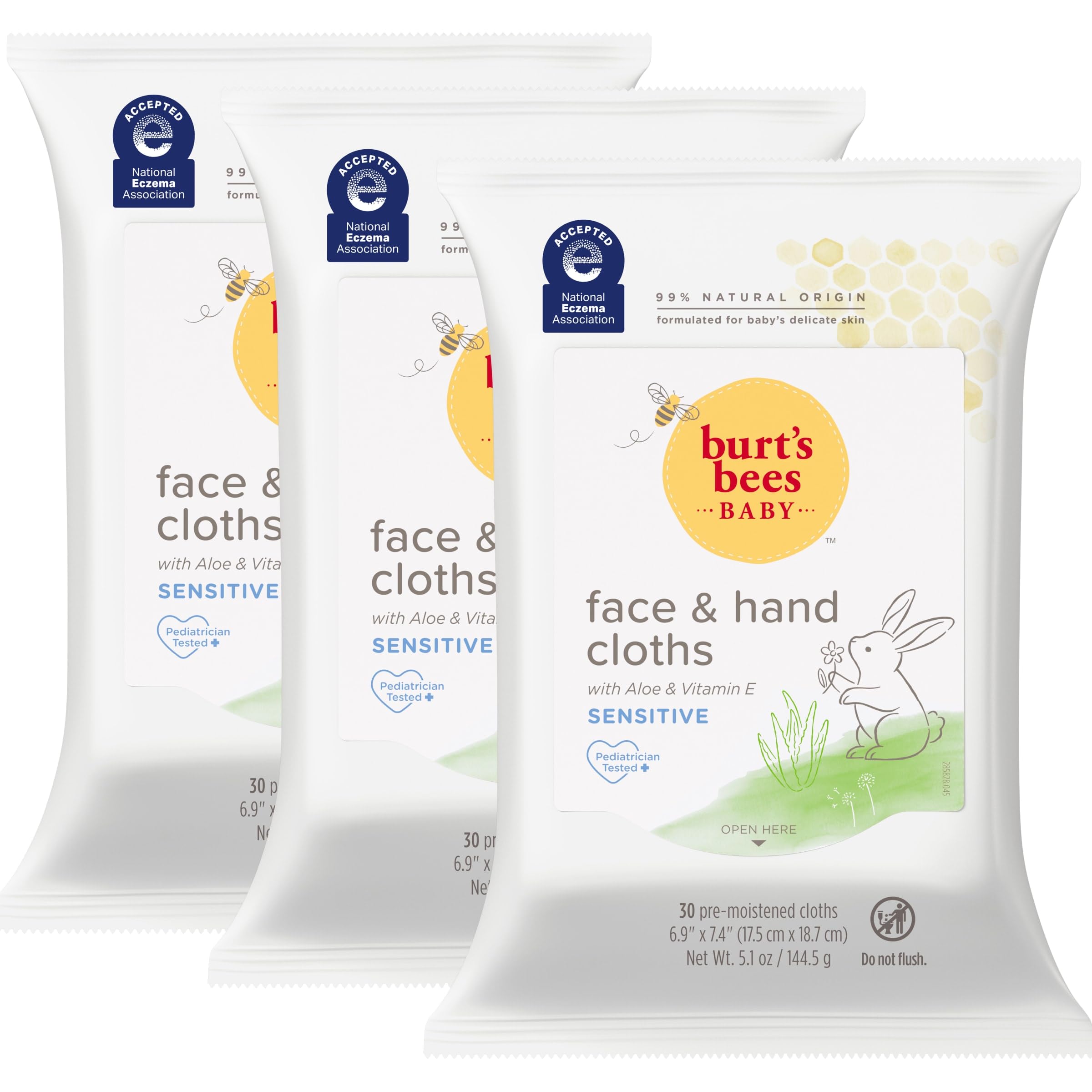 Burt's Bees Baby unscented wipes for face and hands, gentle cleansing on the go