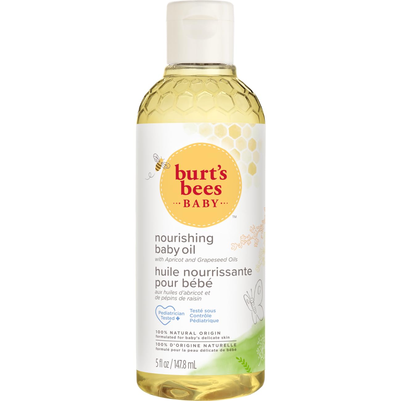 Burt's Bees Baby Nourishing Baby Oil 5oz bottle for gentle post-bath hydration