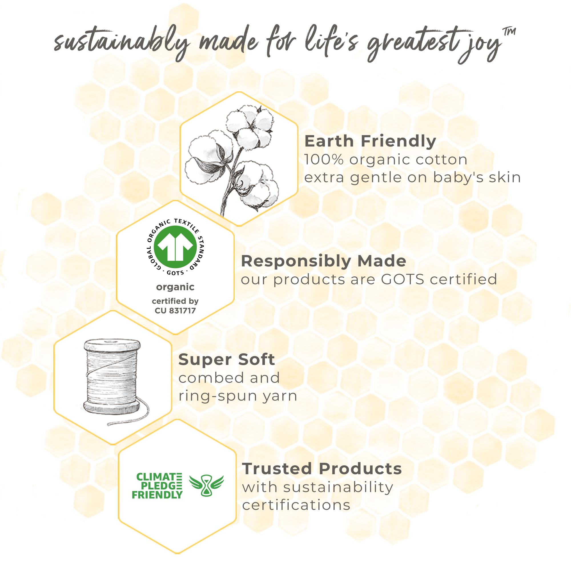 Close-up of 100% organic cotton soft fabric from Burt's Bees Baby Beekeeper blanket
