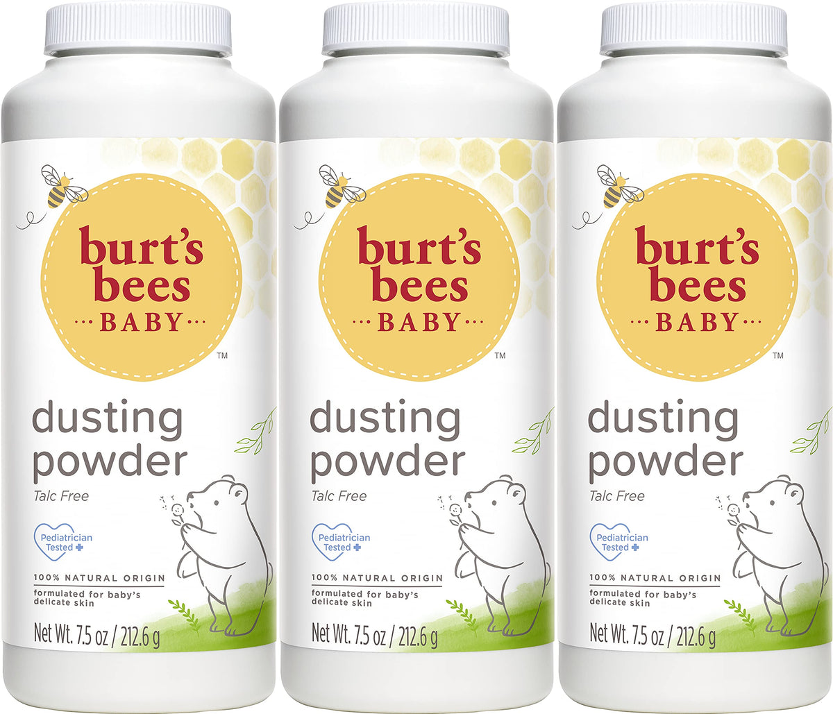 Burt's Bees Baby Powder canister with talc-free formula for gentle baby skin care.