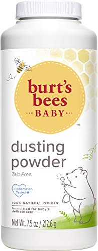 Pediatrician-tested label included on Burt's Bees Baby Powder packaging.