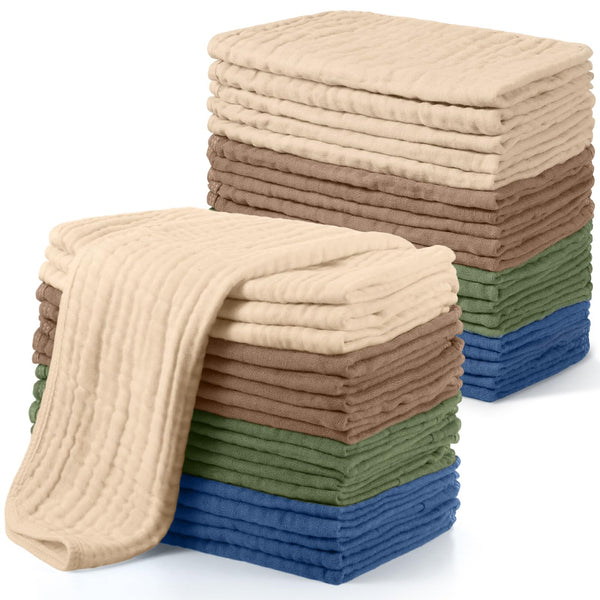 Buryeah muslin burp cloths 20-pcs set: soft cotton for gentle baby care