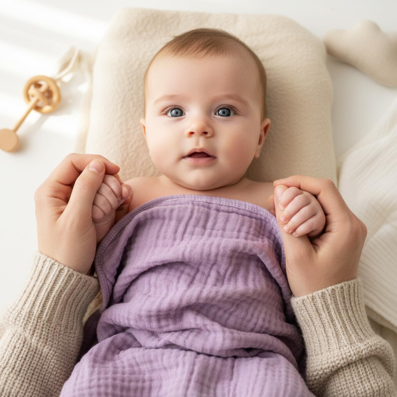 Easy-care Buryeah burp cloths are machine washable and quick-drying.
