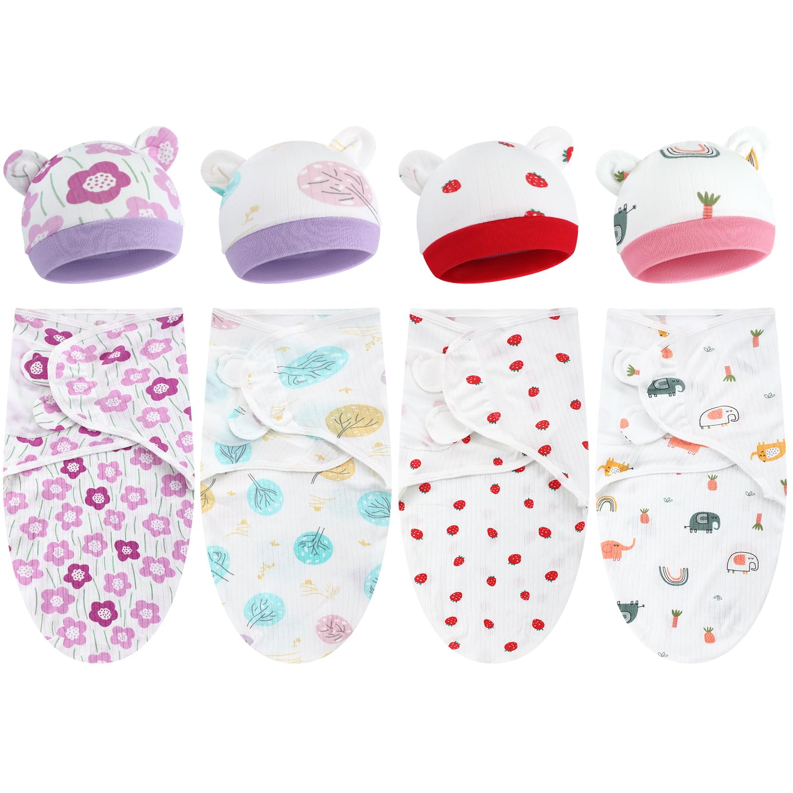 Buryeah preemie swaddle blanket with purple flower design for gentle wrapping