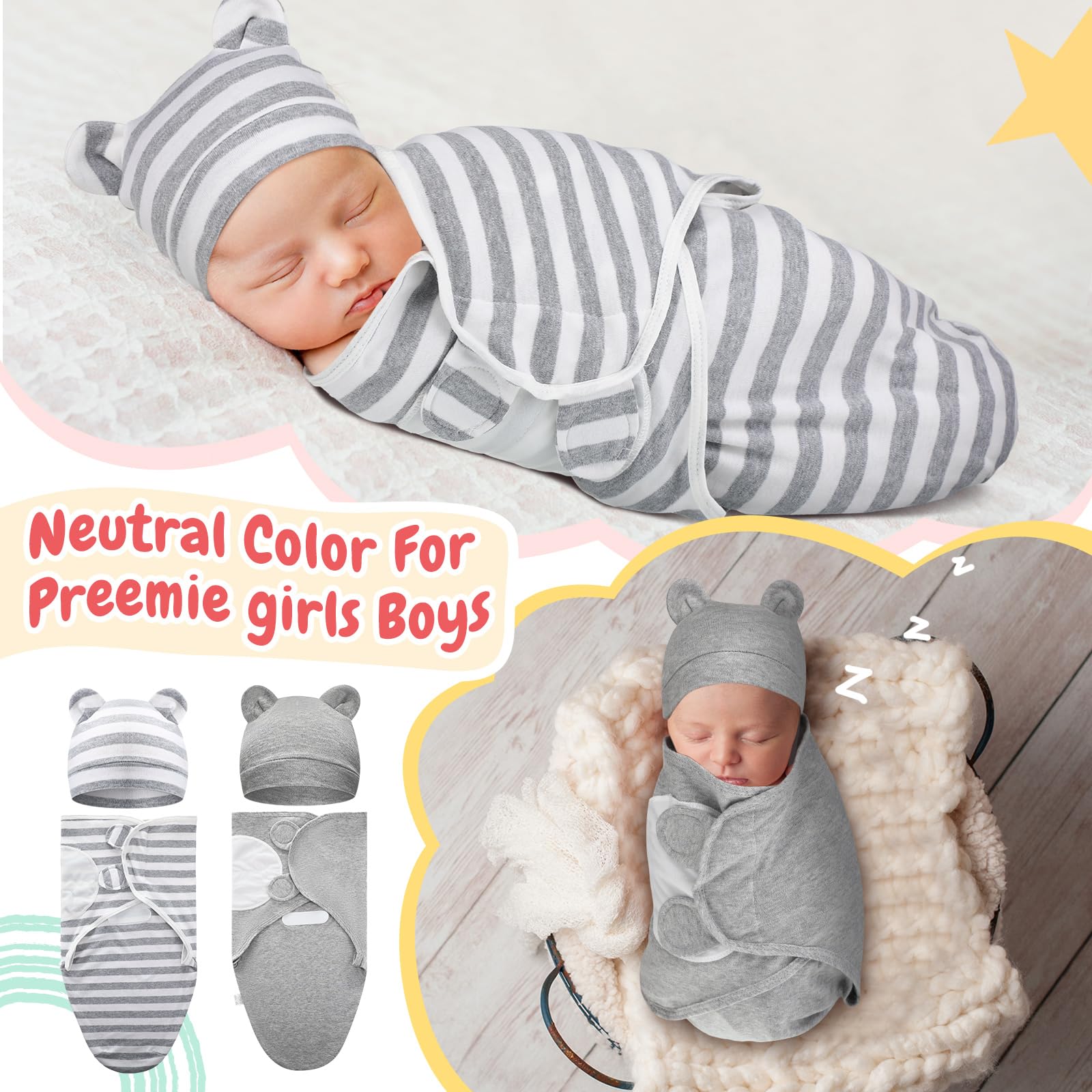 Buryeah preemie wrapped for peaceful sleep with soft secure wrap.