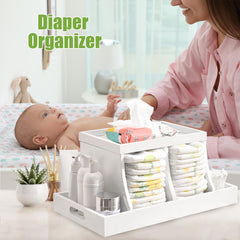 Busidhji diaper caddy side view highlights organized compartments
