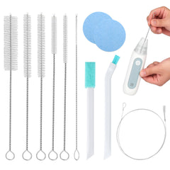 BUSOHA 11-piece straw cleaner kit cleans nasal aspirator tubes thoroughly.