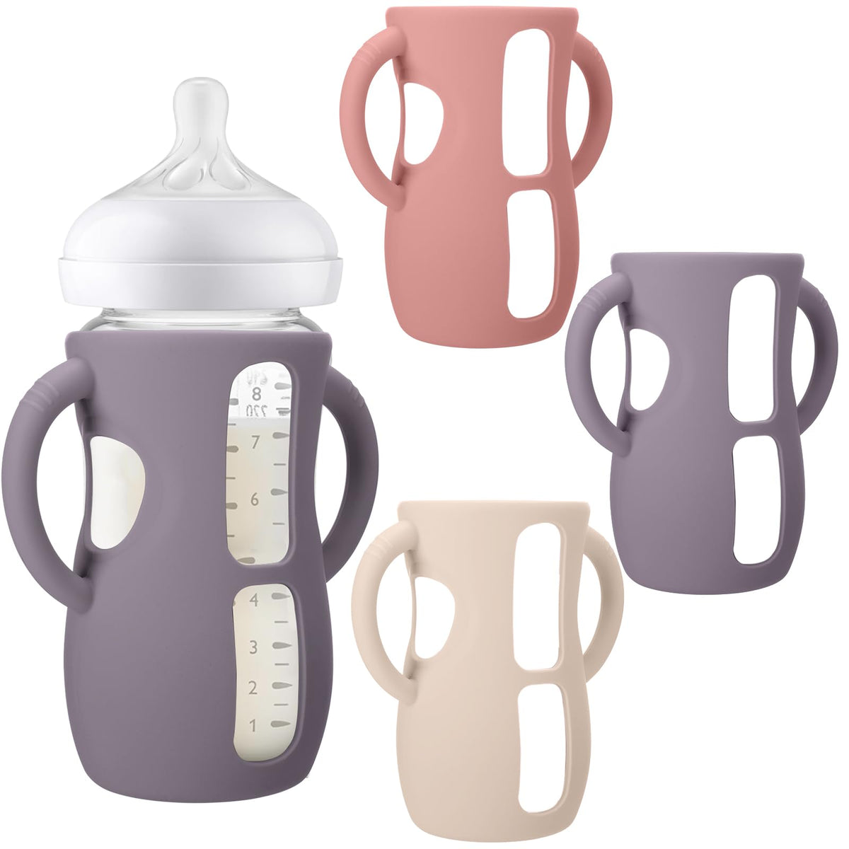 BUSOHA silicone sleeve for Avent 8 oz bottle - rear view highlighting drop protection.