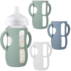 BUSOHA Avent 8oz silicone sleeve with handle protects glass bottle from drops