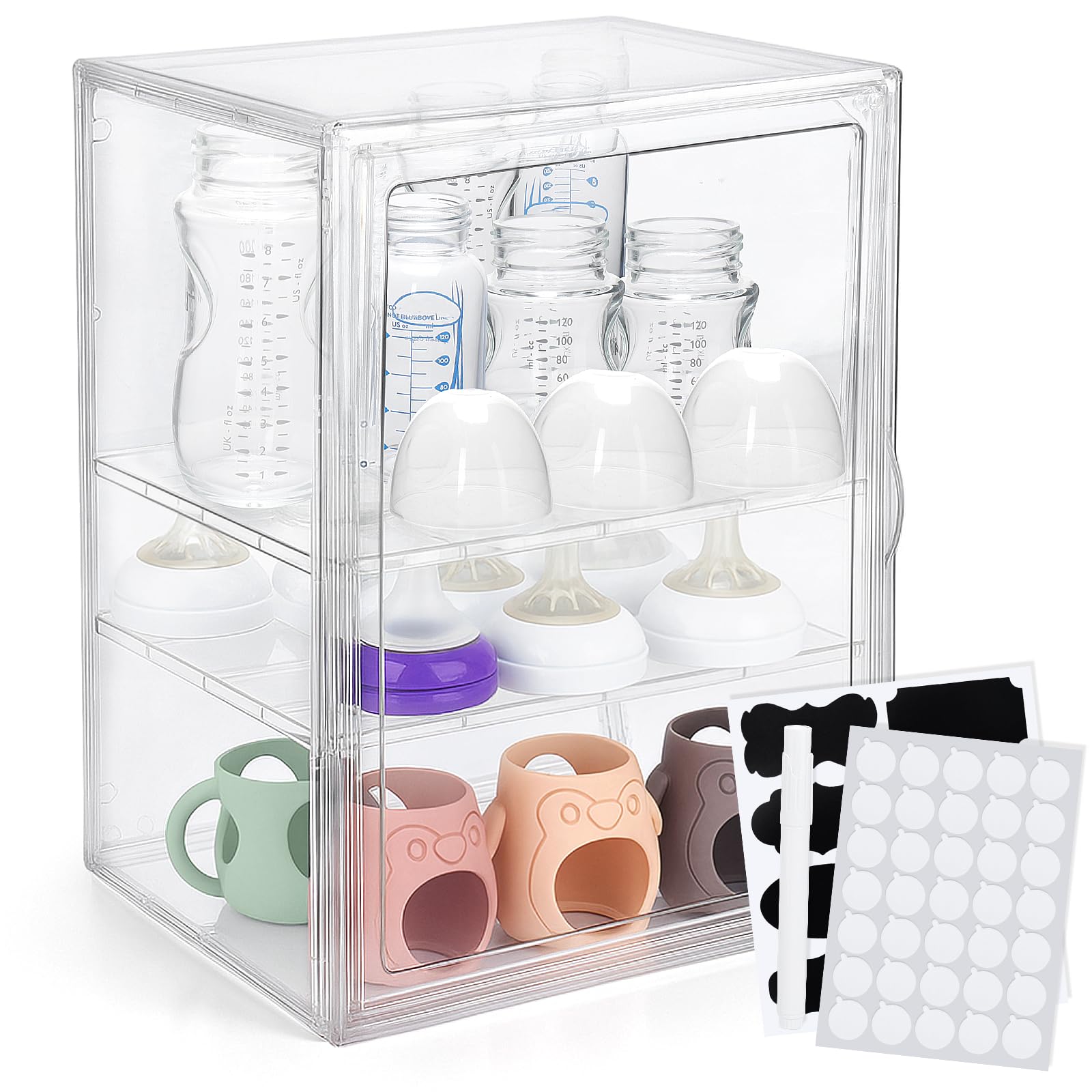 BUSOHA 3-tier bottle organizer keeps bottles and parts neatly organized and accessible.