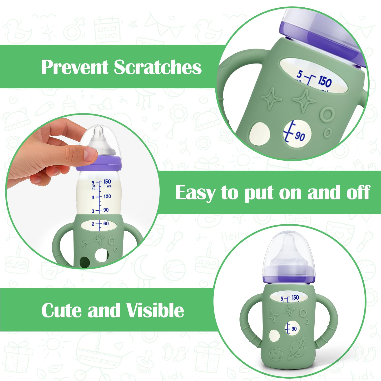 BUSOHA colorful sleeve for Lansinoh bottle helps see milk level at a glance.