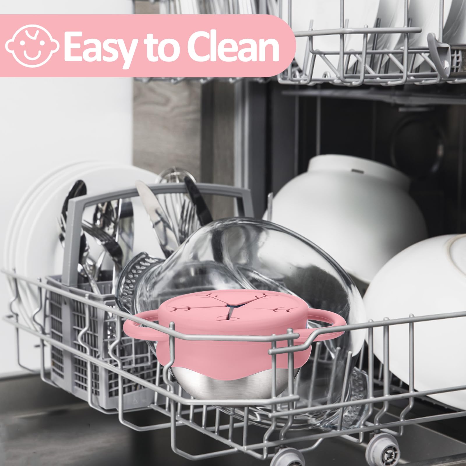 BUSOHA food-grade silicone catcher lid helps manage crumbs and spills.
