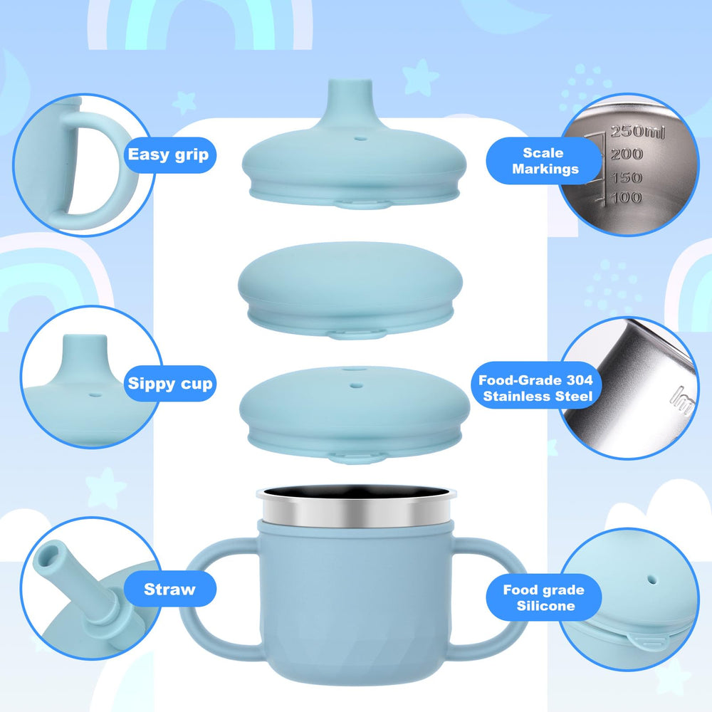 BUSOHA stainless steel kids cup comes with cleaning brush for hygiene