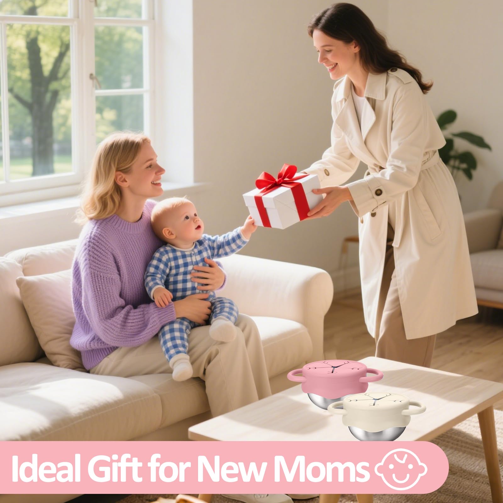 BUSOHA gift-ready snack cups make a practical present for new parents.