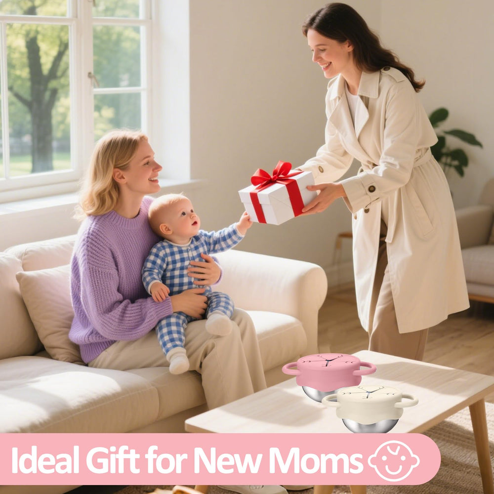 BUSOHA gift-ready snack cups make a practical present for new parents.