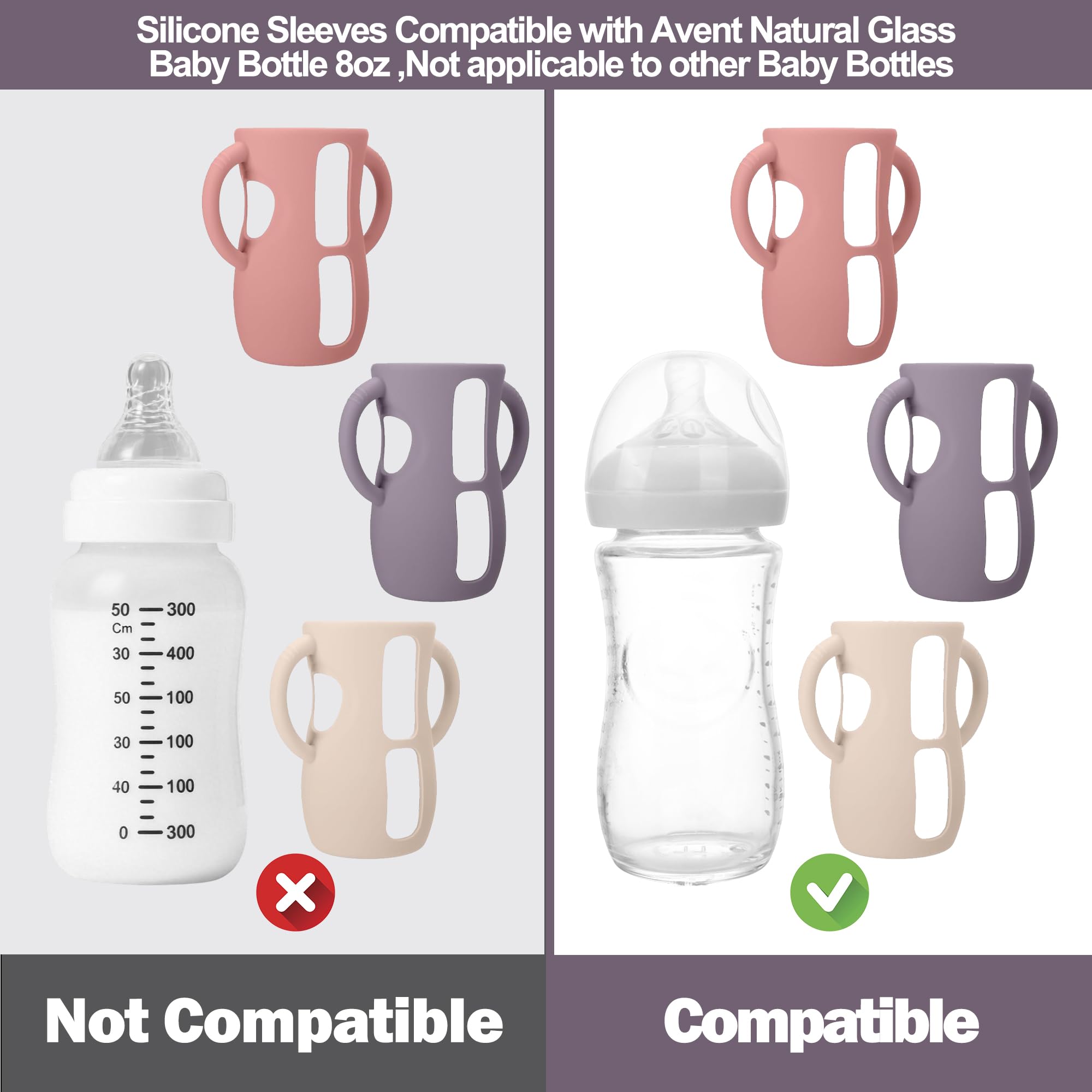BUSOHA sleeve with handle on Avent 8 oz bottle - easy grip during feeds.