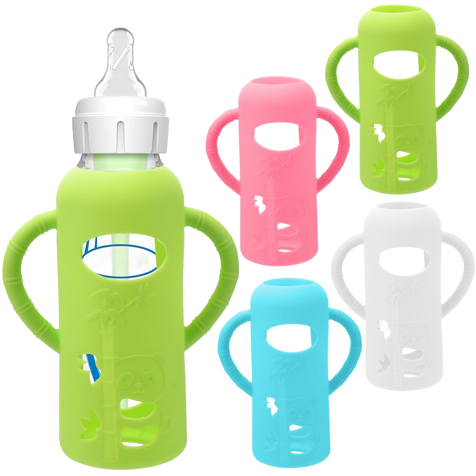 BUSOHA silicone sleeve on Dr. Brown's 8 oz bottle protects from drops.