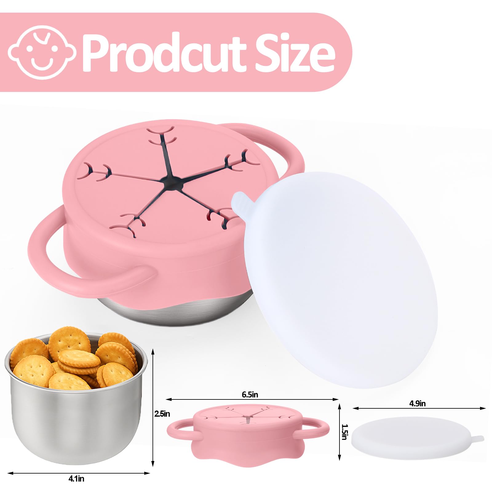 BUSOHA spill-proof cups feature a silicone lid to keep snacks contained.