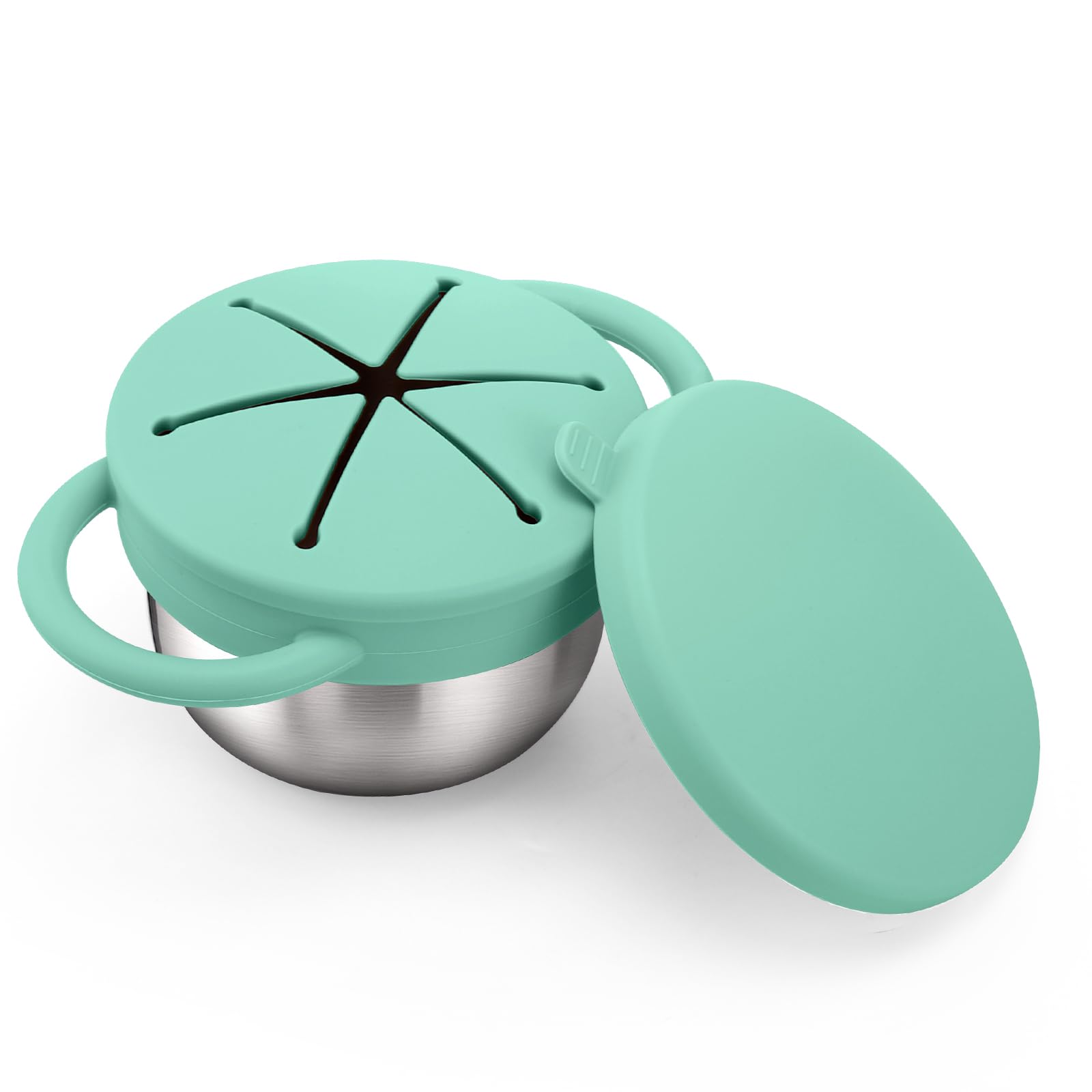 BUSOHA stainless steel toddler snack cup with spill-proof lid prevents messes