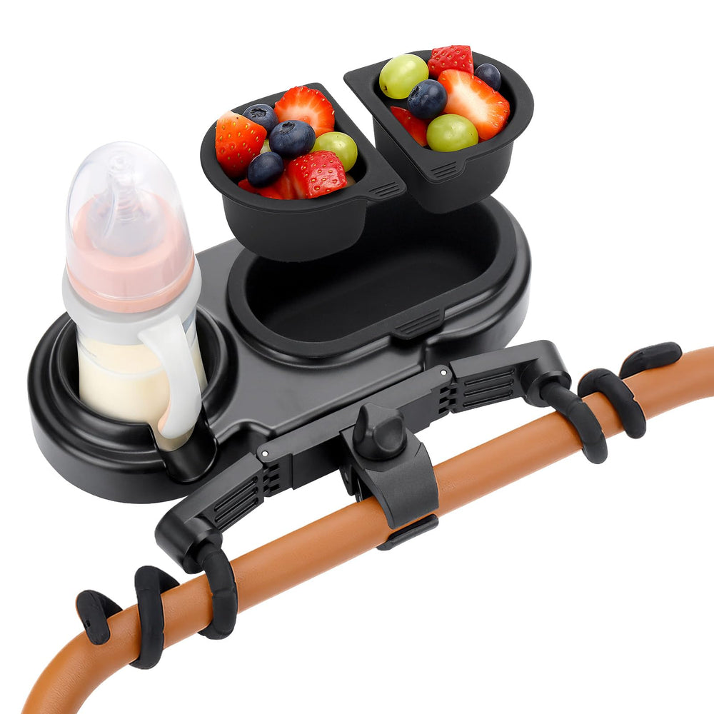 BUSOHA universal-stroller-snack-tray-clip keeps the surface steady on walks.