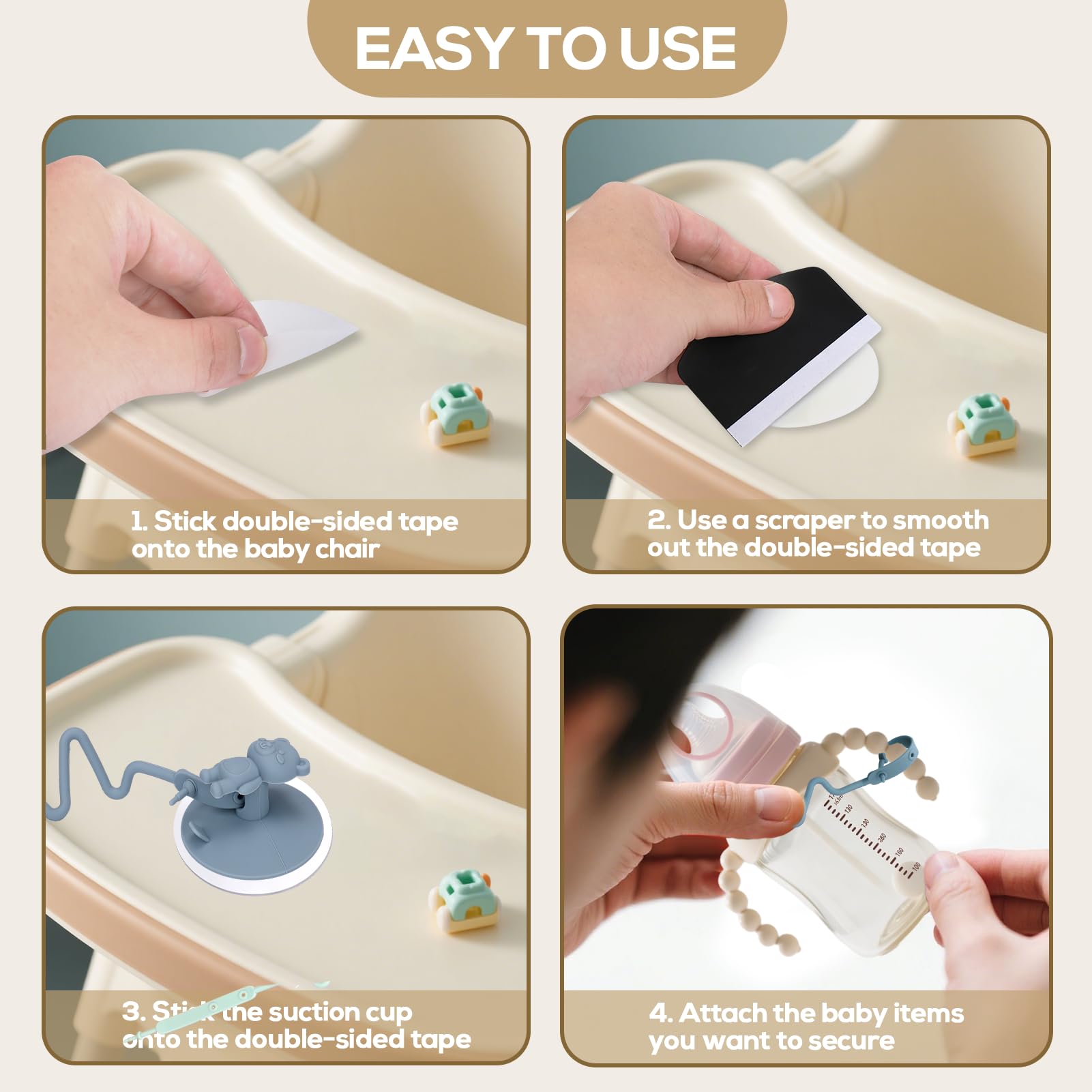 BUSOHA utensils straps keep spoons within reach at mealtime.