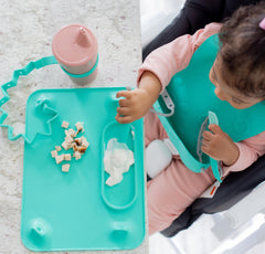 Busy Baby silicone mat textured surface promotes tactile exploration during meals