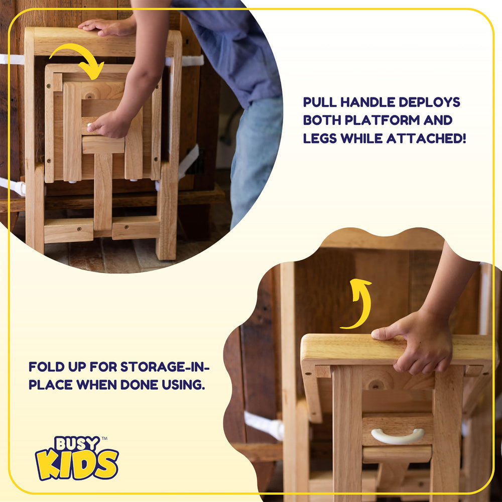 Busy Kids Fold N Store in bathroom during hand washing or brushing.