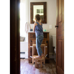 Busy Kids Fold N Store stool with handle ready to move between rooms.