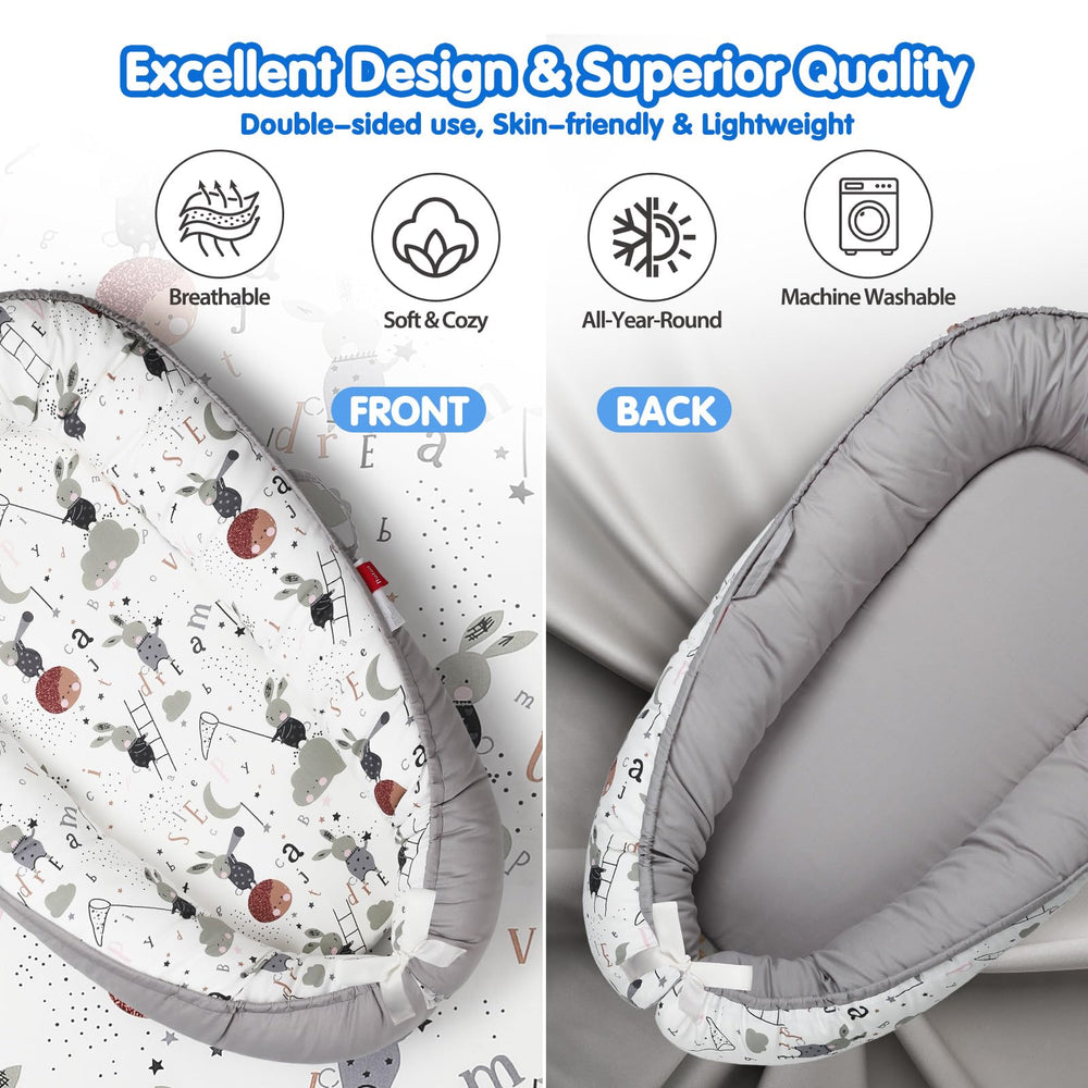 Multi-use BUTOA nest suitable for tummy time, seating, and changing.