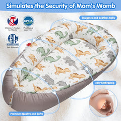 BUTOA Baby Lounger with organic cotton bumper for safer sides and support.